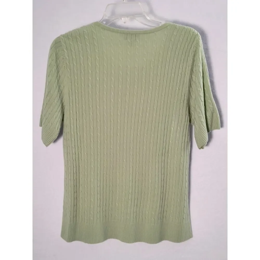 Appleseed's Pullover Sweater Top Women's Size L Green Short Sleeve Knit - Picture 11 of 11